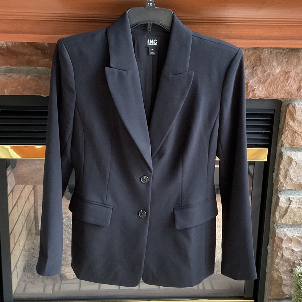 INC International Concepts Black Classic Notch Lapel Blazer